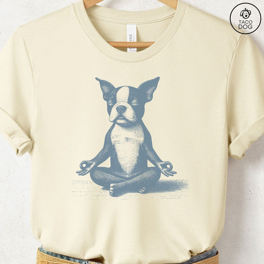 Boston Terrier Meditate Yoga T-Shirt