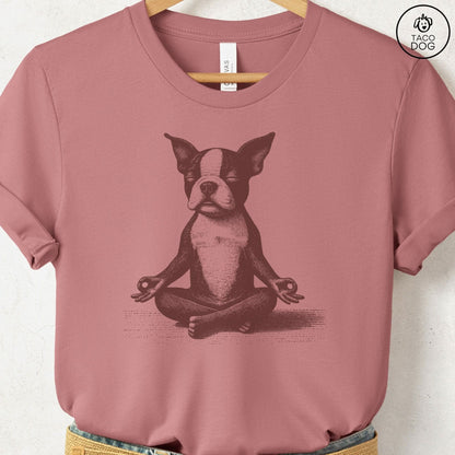 Boston Terrier Meditate Yoga T-Shirt