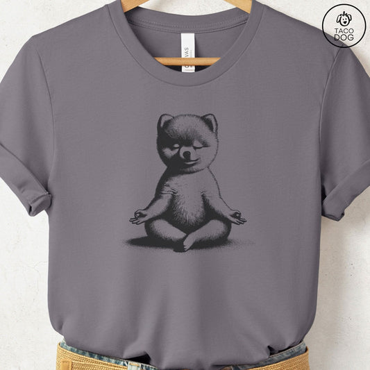 Pomeranian Meditate Yoga T-Shirt Storm Taco-Dog