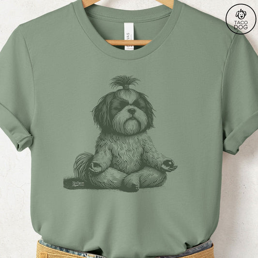 Shih Tzu Meditate Yoga T-Shirt Sage Taco-Dog