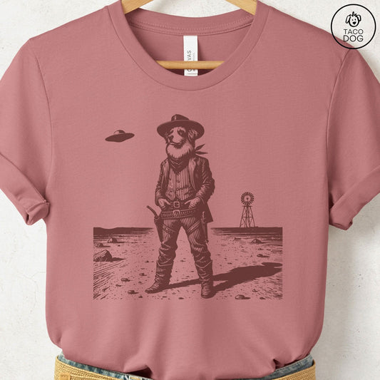 Australian Shepherd Aussie Sheriff T-Shirt Heather Mauve Taco-Dog