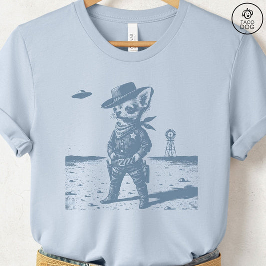 Chihuahua Sheriff T-Shirt Light Blue Taco-Dog