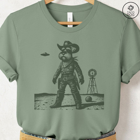 Schnauzer Sheriff T-Shirt Sage Taco-Dog