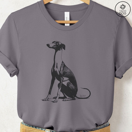 Italian Greyhound Whippet Eye Rolling Disapproving Dog T-Shirt Storm Taco-Dog