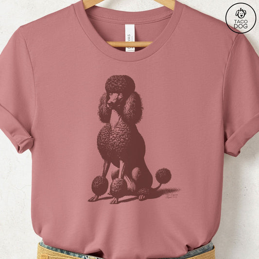 Poodle Eye Rolling Disapproving Dog T-Shirt Heather Mauve Taco-Dog