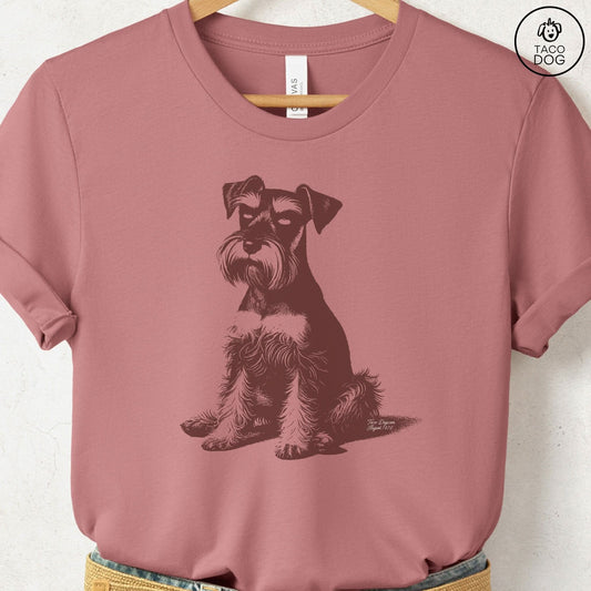 Schnauzer Eye Rolling Disapproving Dog T-Shirt Heather Mauve Taco-Dog