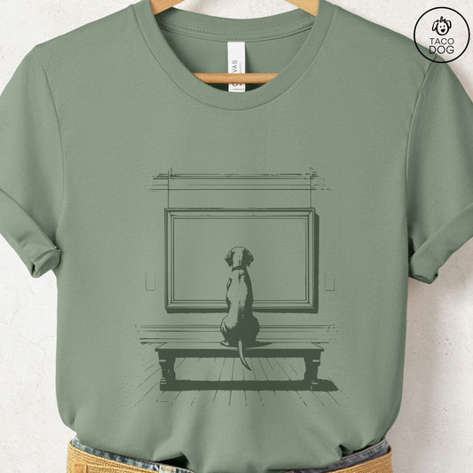 Vizsla Museum Art Gallery T-Shirt Sage Taco-Dog