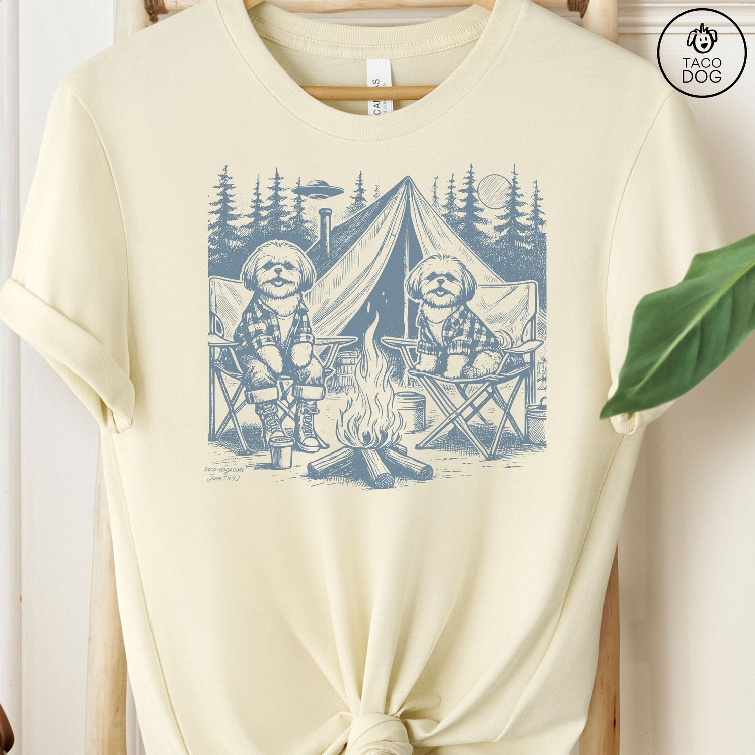 Shih Tzu Camping T-Shirt Natural Taco-Dog