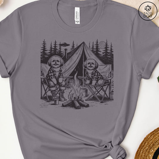 Shih Tzu Camping T-Shirt Storm Taco-Dog