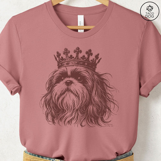 Shih Tzu Crown T-Shirt Heather Mauve Taco-Dog