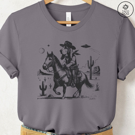 Basset Hound Horseback T-Shirt Storm Taco-Dog