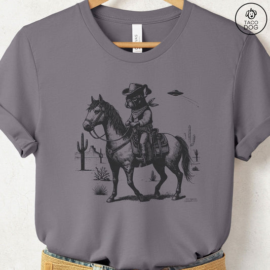 Frenchie French Bulldog Horseback T-Shirt Storm Taco-Dog