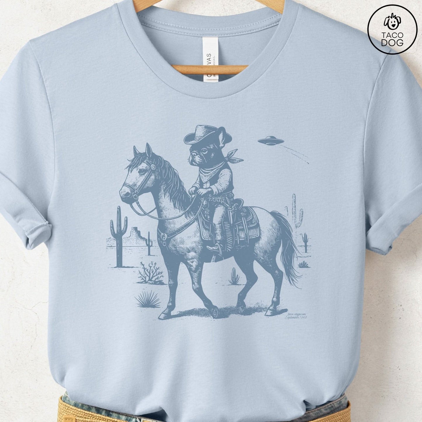 Frenchie French Bulldog Horseback T-Shirt