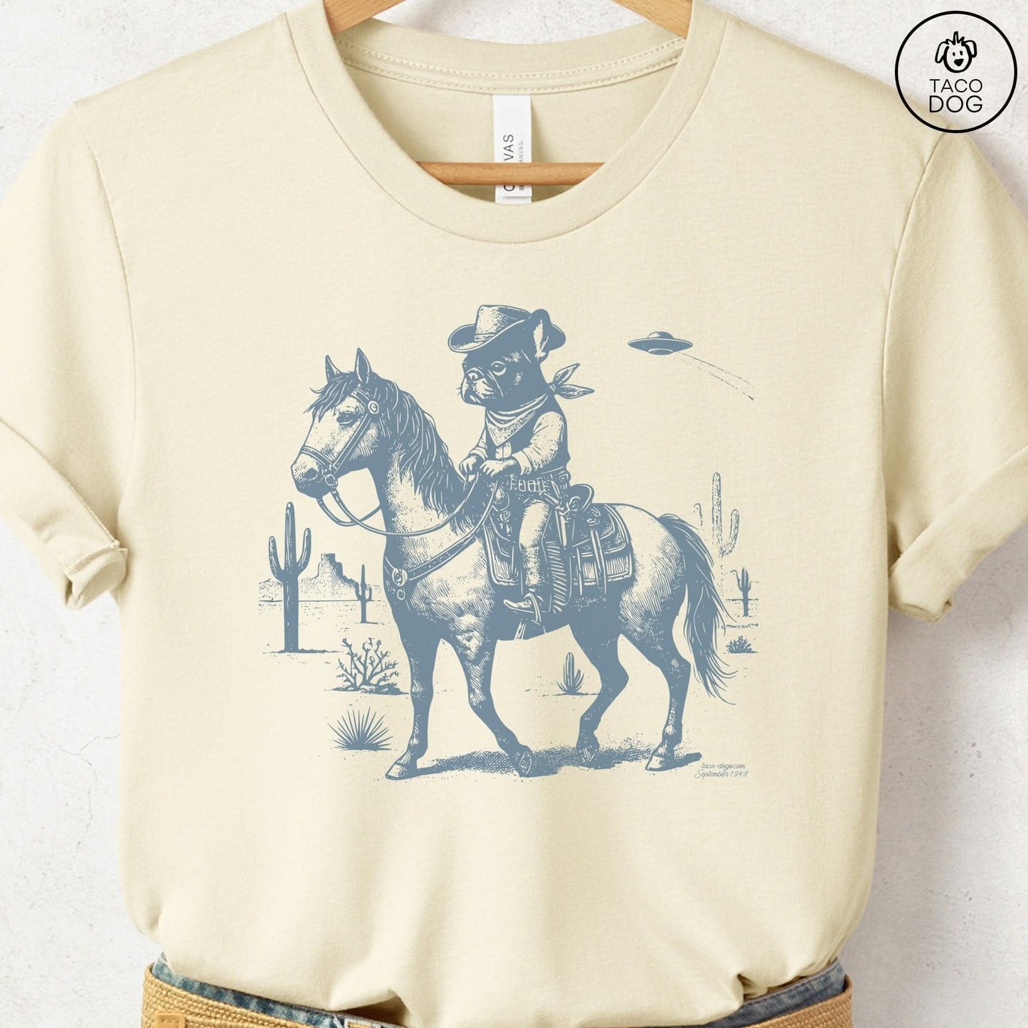 Frenchie French Bulldog Horseback T-Shirt