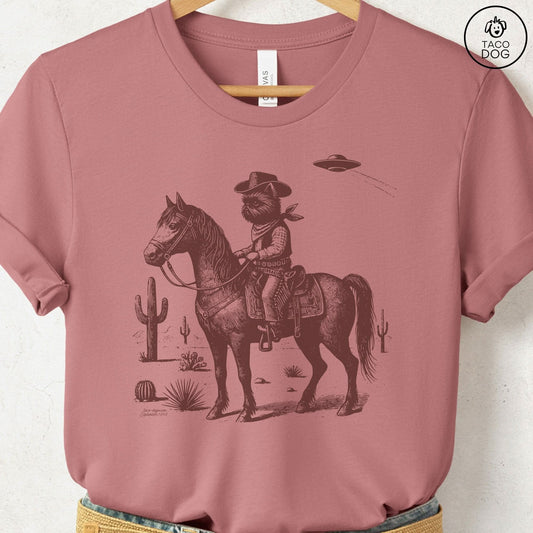 Brussels Griffon Griff Horseback T-Shirt Heather Mauve Taco-Dog