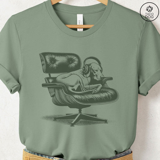 Vizsla Eames Headphones T-Shirt Sage Taco-Dog