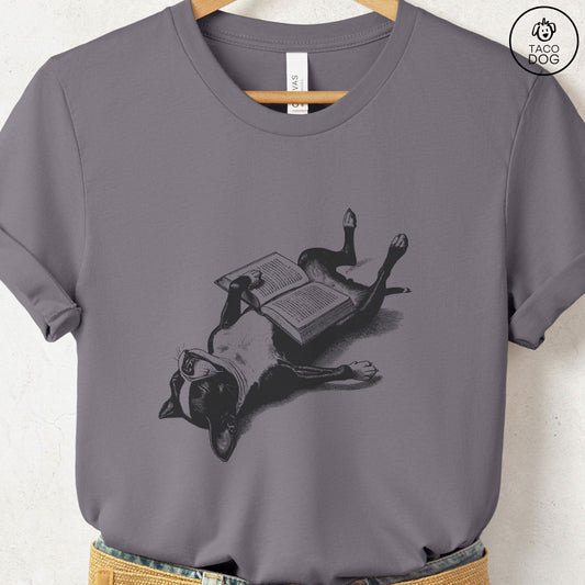 Boston Terrier Book Nap T-Shirt Storm Taco-Dog