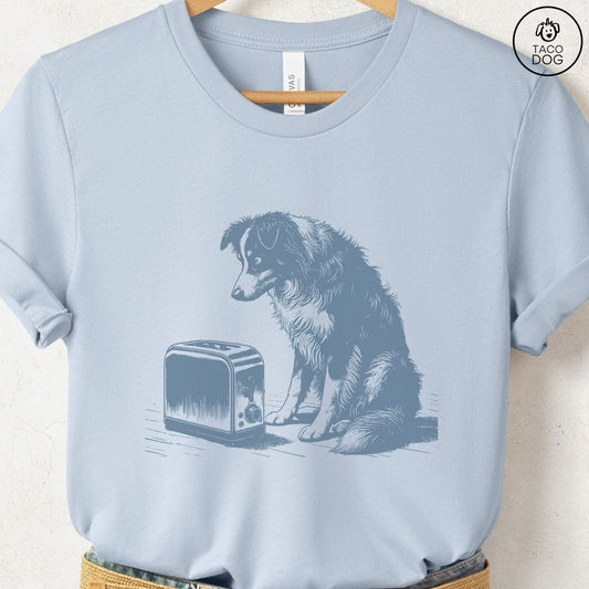 Australian Shepherd Aussie Toaster T-Shirt Light Blue Taco-Dog
