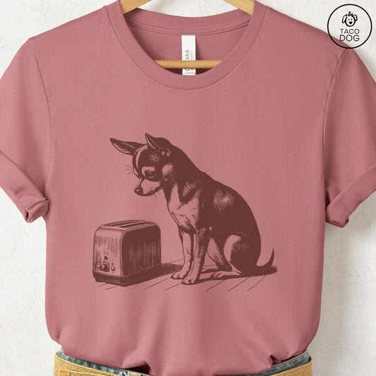 Chihuahua Toaster T-Shirt Heather Mauve Taco-Dog