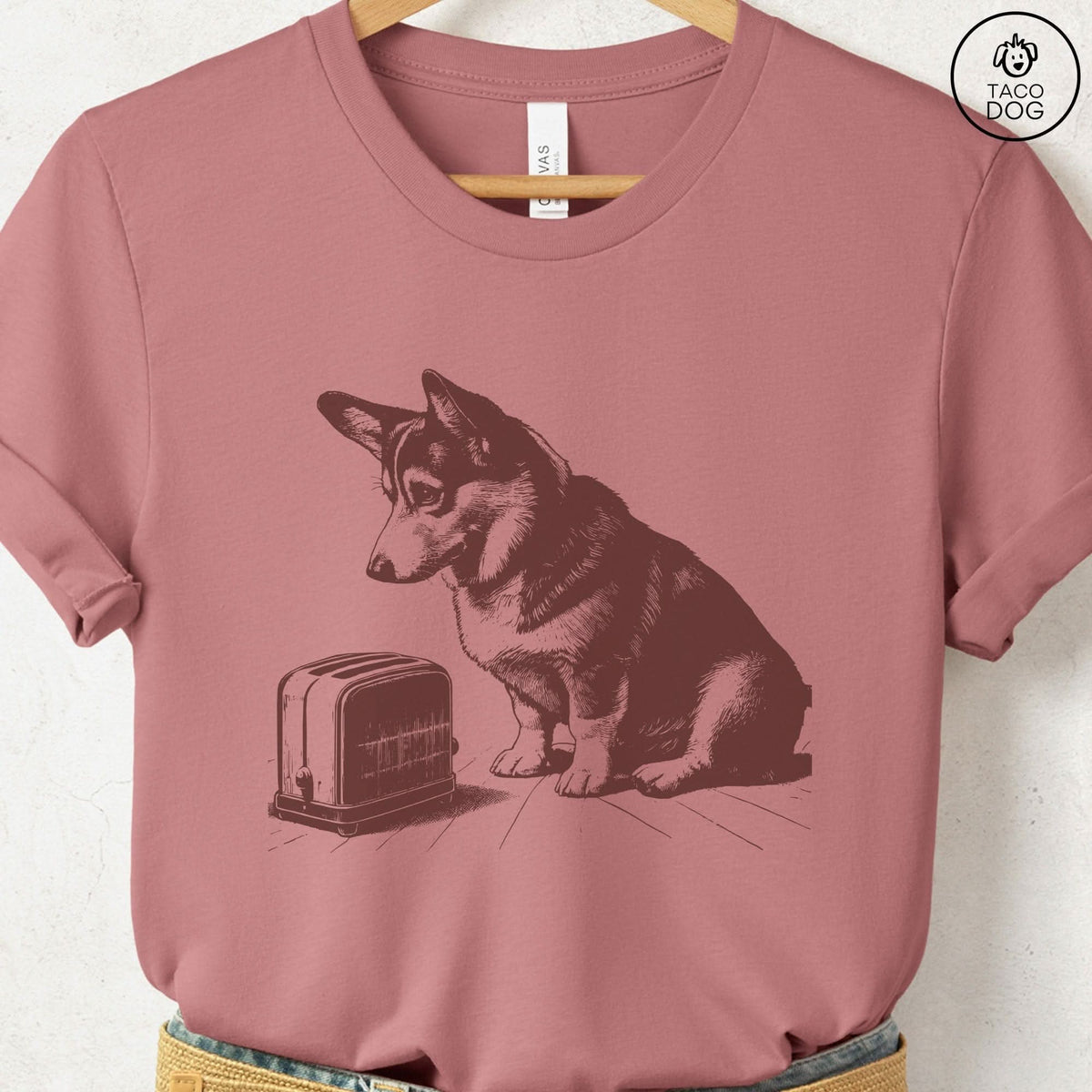 Corgi Toaster T-Shirt, design close-up