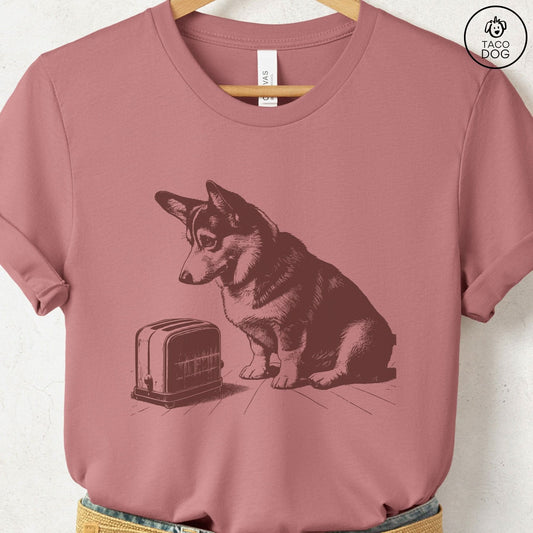 Corgi Toaster T-Shirt Heather Mauve Taco-Dog
