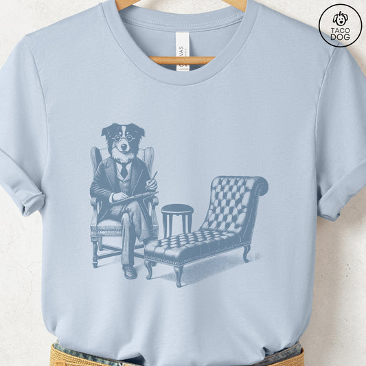 Australian Shepherd Aussie Therapy Dog T-Shirt Light Blue Taco-Dog