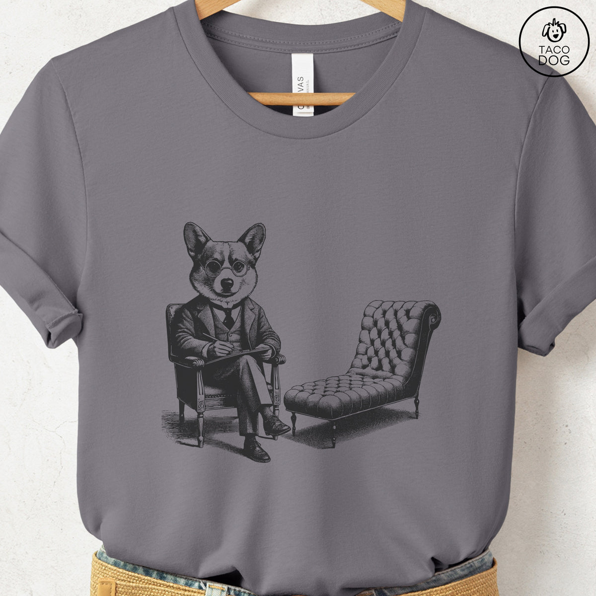 Corgi Therapy Dog T-Shirt, design close-up