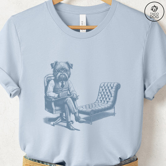 Brussels Griffon Griff Therapy Dog T-Shirt Light Blue Taco-Dog
