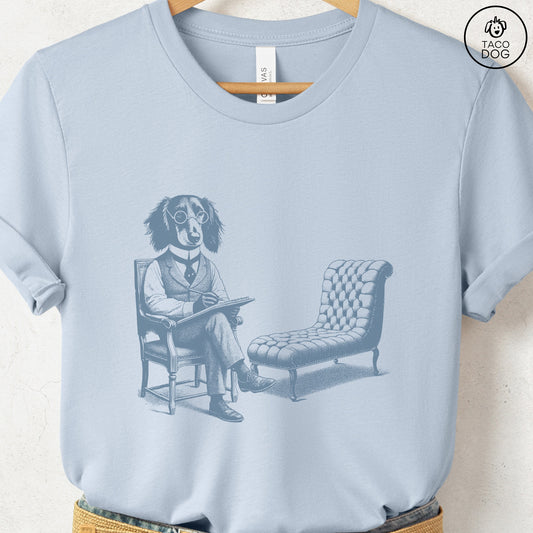 Dachshund Doxie Therapy Dog T-Shirt Light Blue Taco-Dog