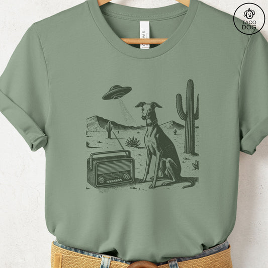 Italian Greyhound Whippet Iggy Vintage Radio T-Shirt Sage Taco-Dog