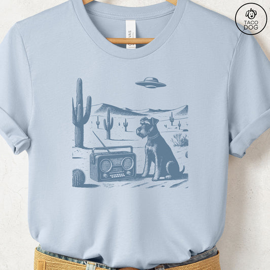 Schnauzer Vintage Radio T-Shirt Light Blue Taco-Dog