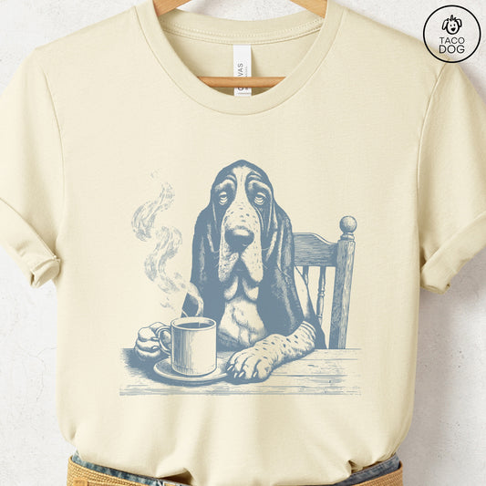 Basset Hound Coffee Morning Mood T-Shirt