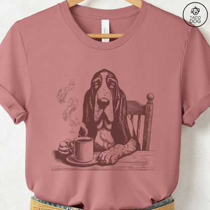 Basset Hound Coffee Morning Mood T-Shirt