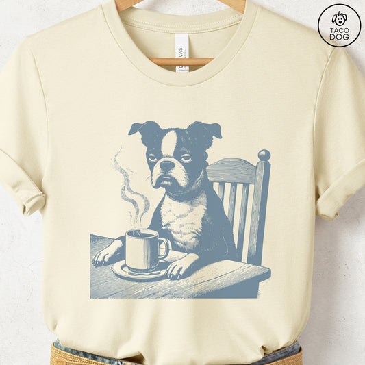 Boston Terrier Coffee Morning Mood T-Shirt