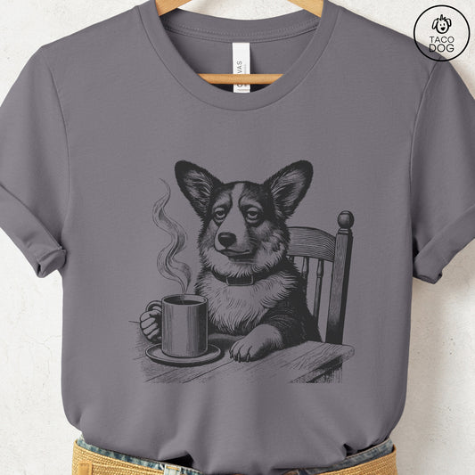Corgi Coffee Morning Mood T-Shirt Storm Taco-Dog