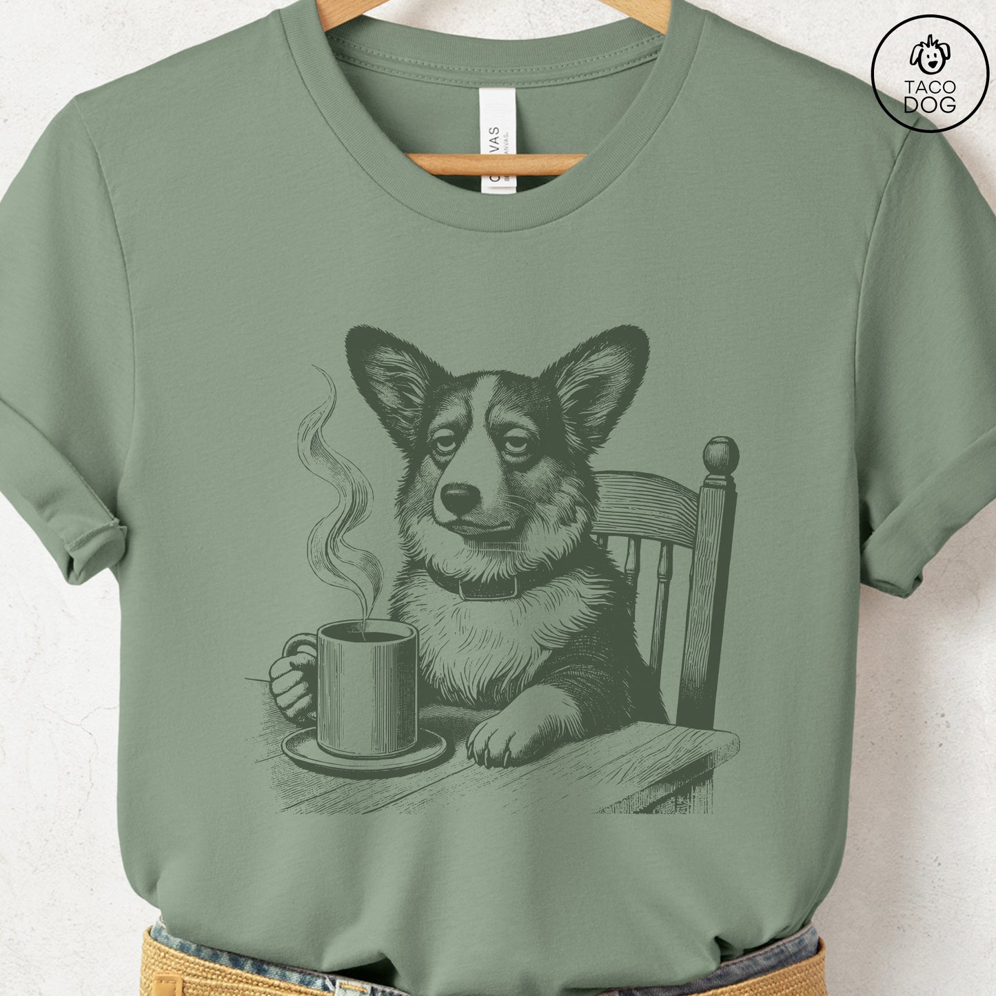 Corgi Coffee Morning Mood T-Shirt