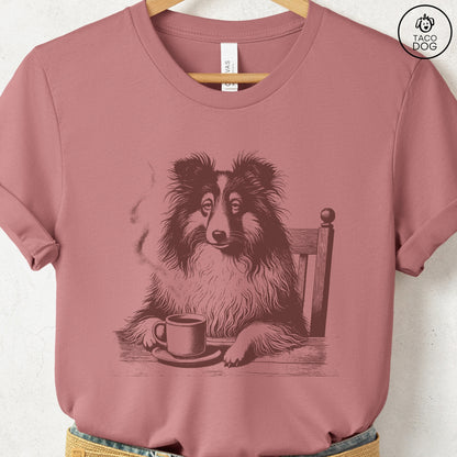 Shetland Sheepdog Sheltie Coffee Morning Mood T-Shirt