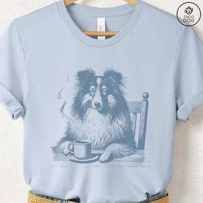 Shetland Sheepdog Sheltie Coffee Morning Mood T-Shirt
