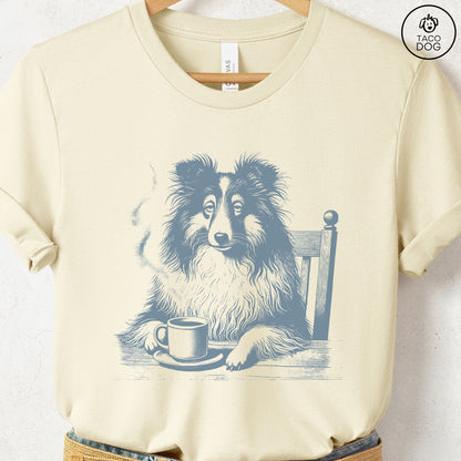 Shetland Sheepdog Sheltie Coffee Morning Mood T-Shirt