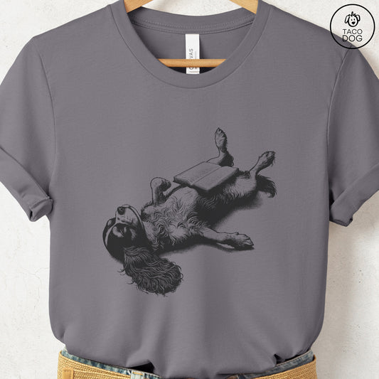Cavalier King Charles Spaniel Book Nap T-Shirt Storm Taco-Dog