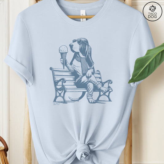 Basset Hound Ice Cream T-Shirt Light Blue Taco-Dog