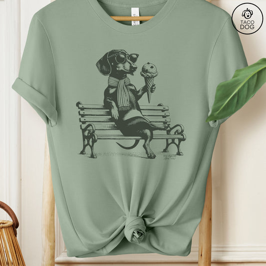 Dachshund Ice Cream T-Shirt Sage Taco-Dog
