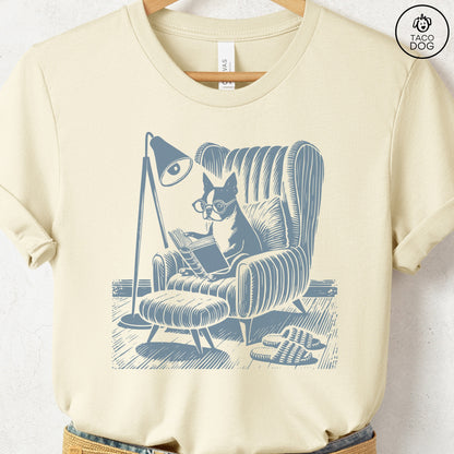 Boston Terrier Reading Chair T-Shirt
