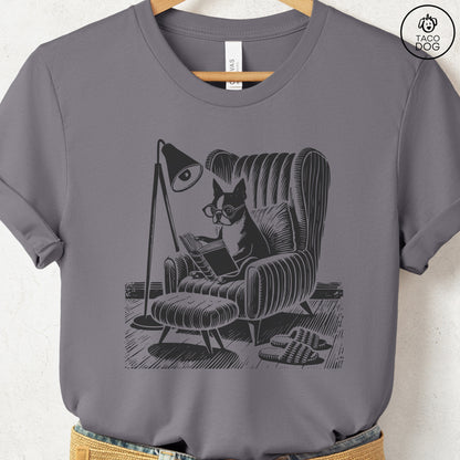 Boston Terrier Reading Chair T-Shirt