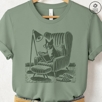 Boston Terrier Reading Chair T-Shirt
