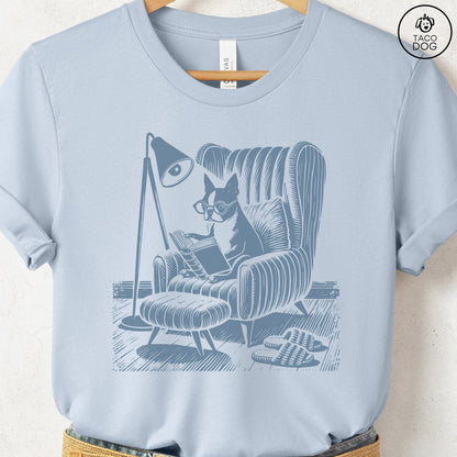 Boston Terrier Reading Chair T-Shirt
