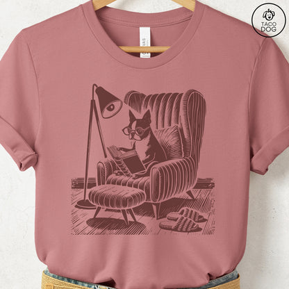 Boston Terrier Reading Chair T-Shirt