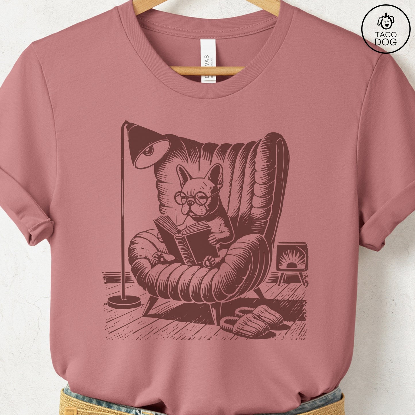French Bulldog Frenchie Reading Chair T-Shirt