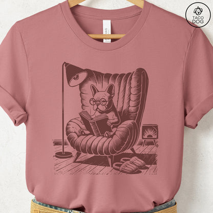 French Bulldog Frenchie Reading Chair T-Shirt