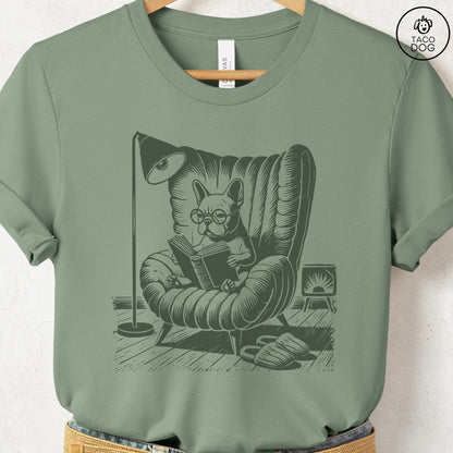 French Bulldog Frenchie Reading Chair T-Shirt